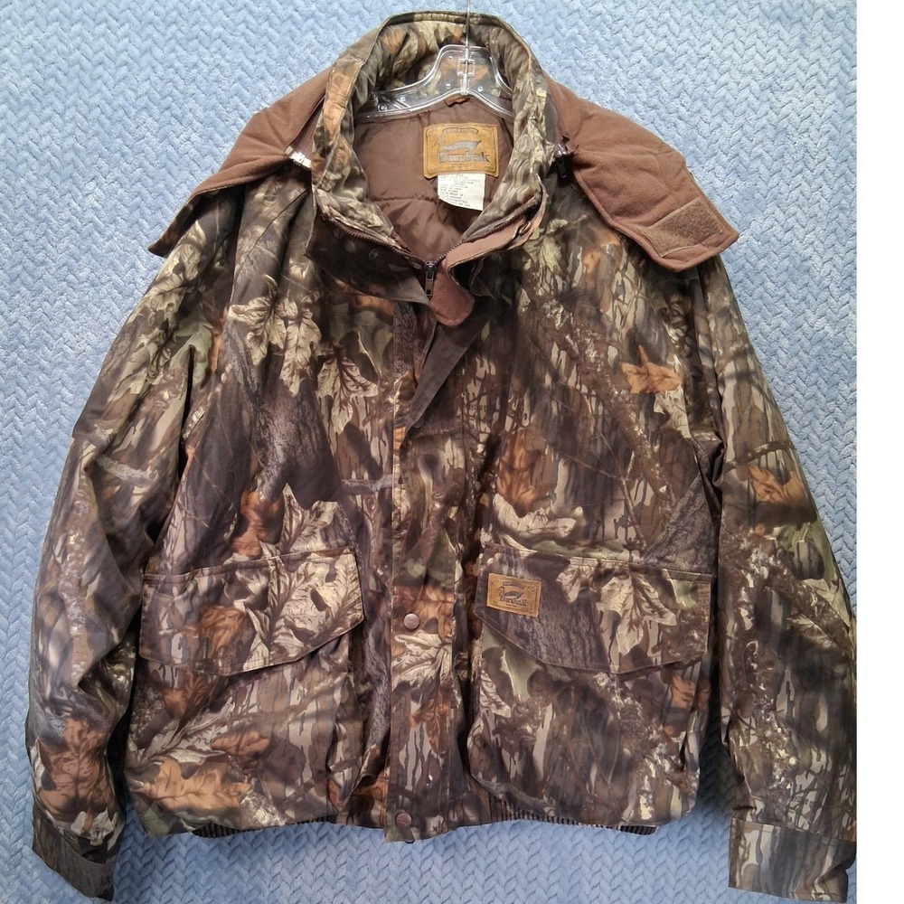 Duxbak Mens 2XL Mossy Oak Break Up Camo Hunting Jacket Detachable Hood Quilted